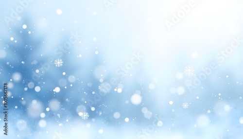 Ethereal winter landscape in soft blue and white with copy space