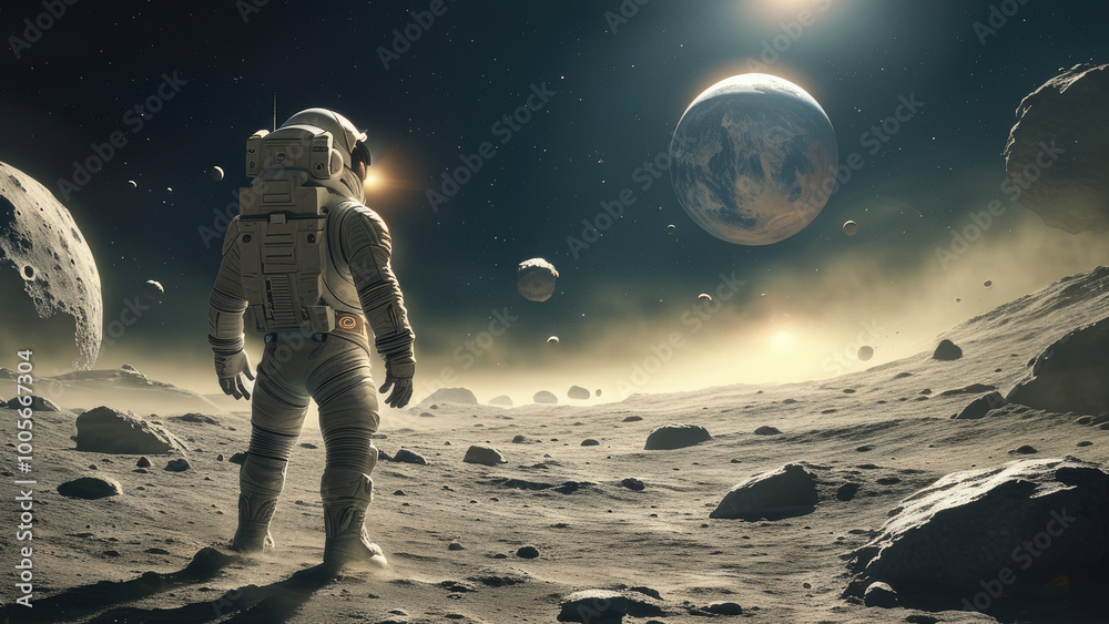 Obraz premium Unearthing Secrets: The Alien Artifact on the Moon