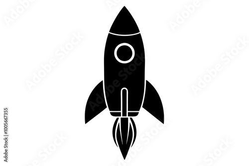 Rocket icon, Space ship vector silhouette
