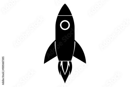 Rocket icon, Space ship vector silhouette
