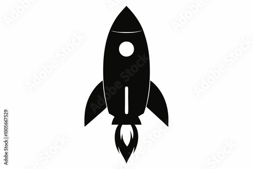 Rocket icon, Space ship vector silhouette
