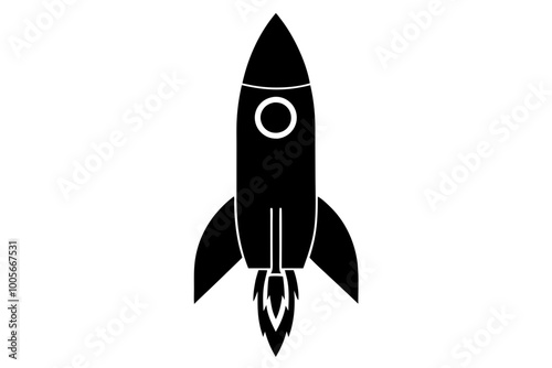 Rocket icon, Space ship vector silhouette
