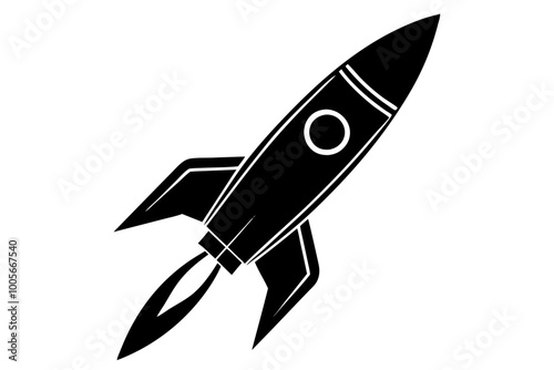Rocket icon, Space ship vector silhouette
