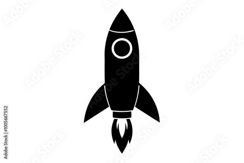 Rocket icon, Space ship vector silhouette
