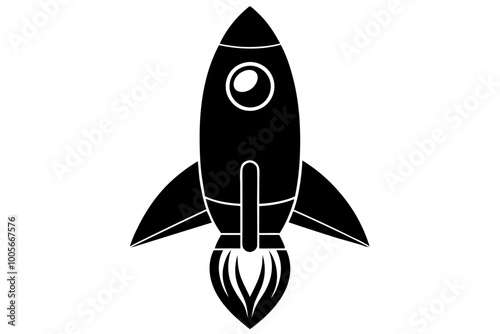 Rocket icon, Space ship vector silhouette
