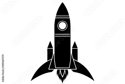 Rocket icon, Space ship vector silhouette

