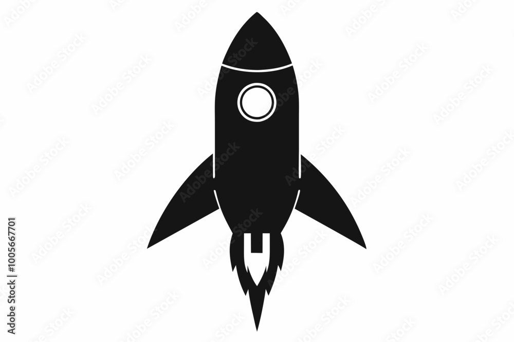 
Launch spaceship silhouette, Rocket vector icon, Rocket fast flying for space
