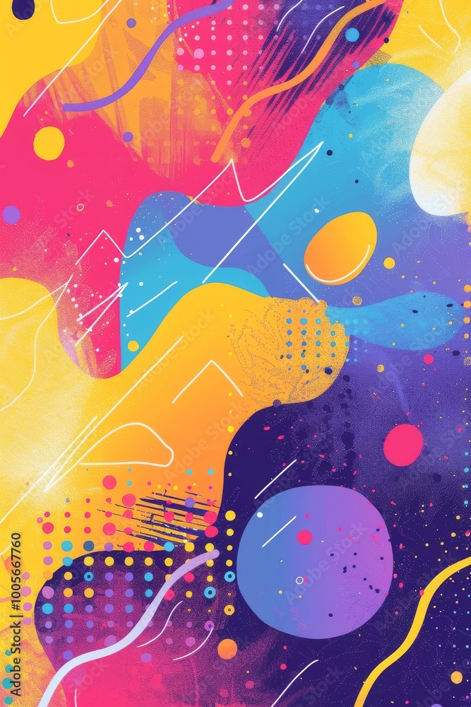 A colorful abstract painting with a lot of dots and splatters A colorful abstract painting with a lot of dots and splatters