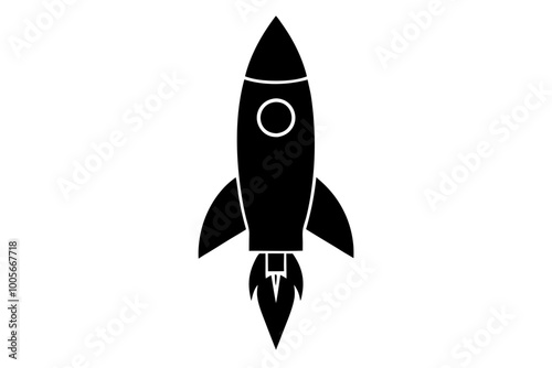 Rocket icon, Space ship vector silhouette
