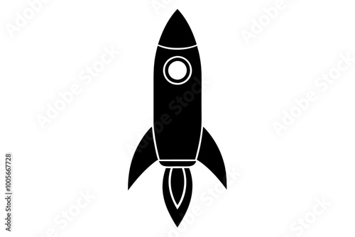 
Launch spaceship silhouette, Rocket vector icon, Rocket fast flying for space
