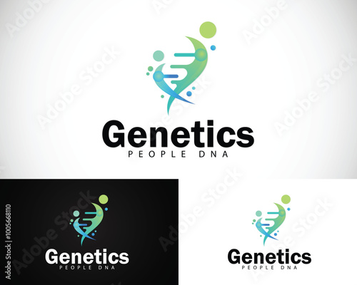 people genetics logo creative design concept nature leave icon DNA