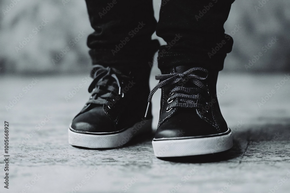 Stylish black sneakers with white sole, perfect for casual outfits and street fashion, adding a trendy touch to any look. Stylish black sneakers with white sole, perfect for casual outfits and street fashion, adding a trendy touch to any look.