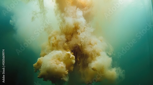 An elegant view of sea foam enveloping coral, with an artistic sense of isolation and haunting beauty in the ocean.