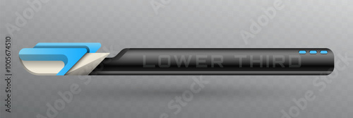 Lower Third Banner in Metallic Black, Silver and Sky Blue Color Theme for Video Screen Broadcast Presentation Titles
