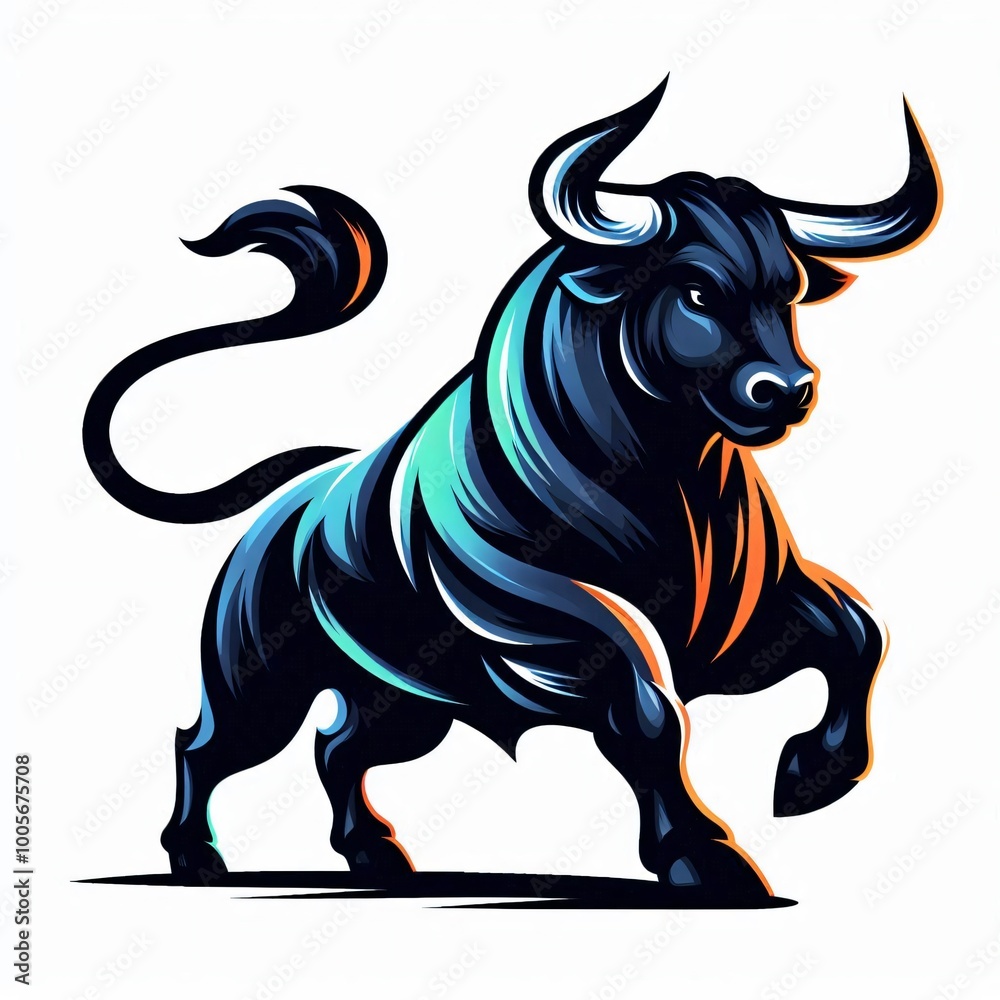 Powerful Black Bull with Horns Abstract Design Powerful Black Bull with Horns Abstract Design