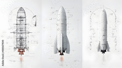 Captivating time lapse visualization showcasing the comprehensive construction process of a rocket from its initial skeletal framework to the final sleek outer shell photo