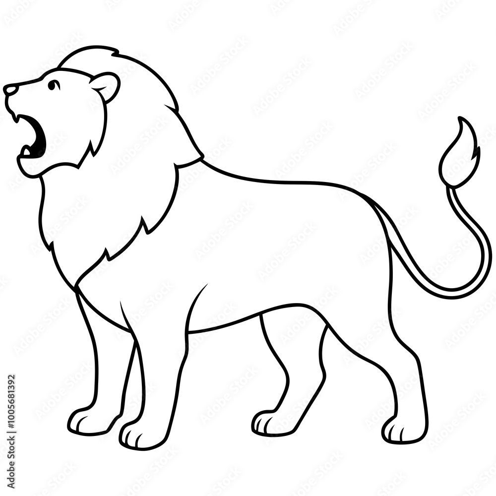 Regal Lion Standing in Glory Vector Illustration Showcasing the Beauty and Majesty of Wild Life in Nature
