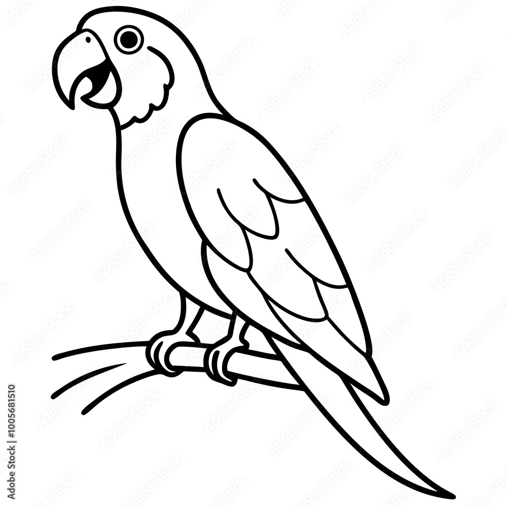 Fototapeta premium Colorful Parrot Perched on a Branch Vector Illustration for Nature Lovers 