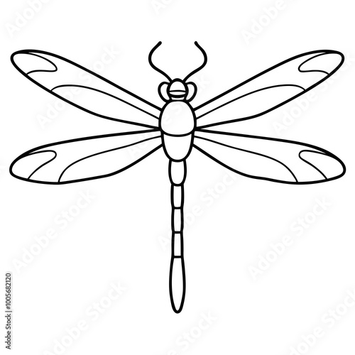 Stunning Vector Illustration of Dragonfly Suspended Above a Tranquil Pond Scene
