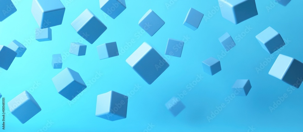 Abstract Blue Cubes Floating In The Air Abstract Blue Cubes Floating In The Air