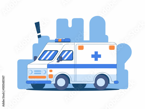 Ambulance Illustration with Cityscape Background