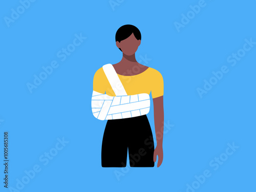 Person with Broken Arm in a Sling Illustration