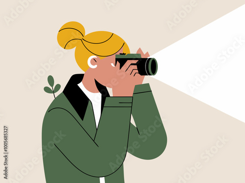 Illustration of a person taking a photo with a camera