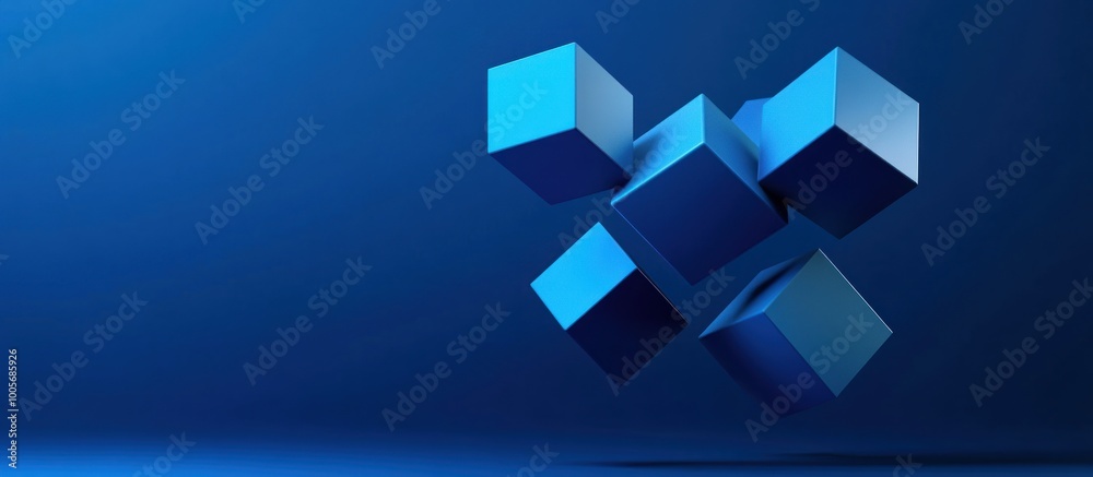 Abstract Blue Cubes 3D Render Abstract Blue Cubes 3D Render