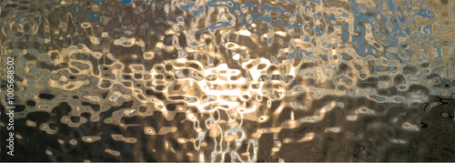 Golden glossy rippled matte surface.  Panoramic vector illustration	
