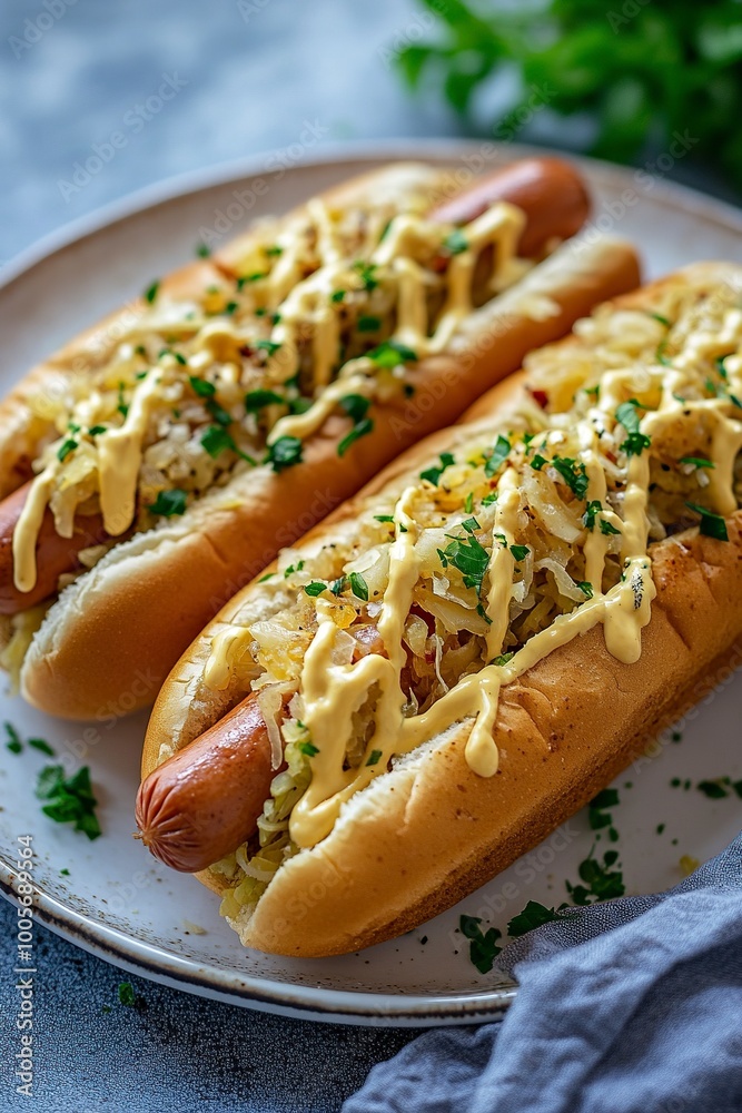 Sauerkraut sweet mustard hot dog .generative ai Sauerkraut sweet mustard hot dog .generative ai