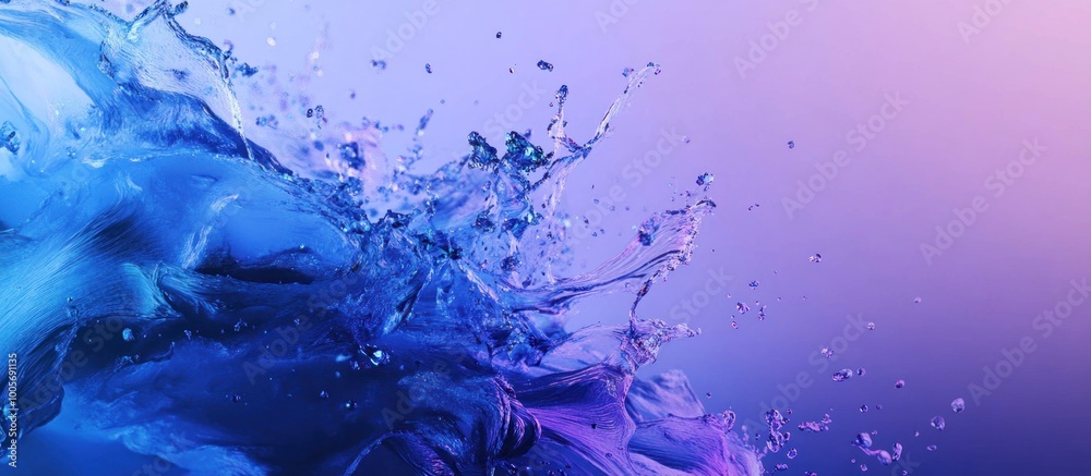 Abstract Water Splash with Blue and Purple Hues Abstract Water Splash with Blue and Purple Hues