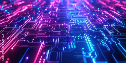 Wallpaper Mural a computer circuit with glowing lights Torontodigital.ca