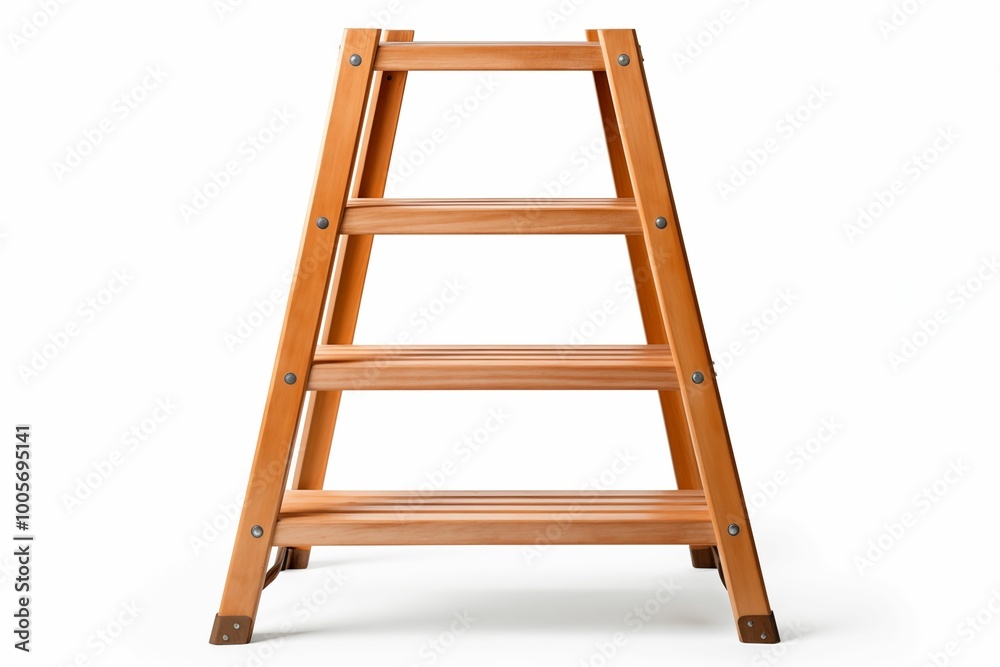 Wooden ladder isolated on white background. Generative ai Wooden ladder isolated on white background. Generative ai