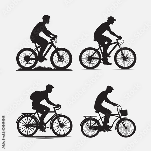 silhouette of a person riding a bicycle