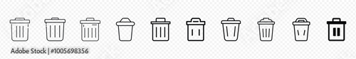 Trash bin icon. Trash can, bin icons, rubbish bin sign, trash bin open symbols set. delete button. Delete symbol flat style on white background