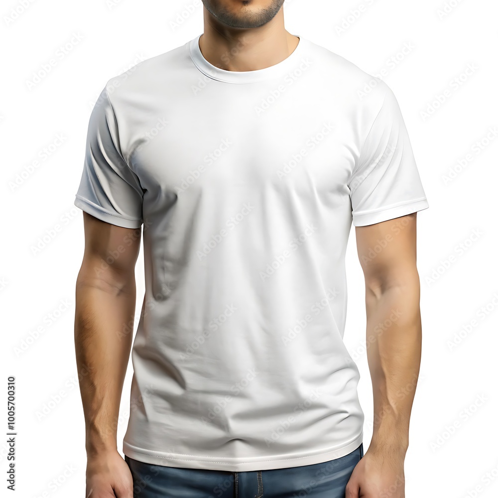 Plain white t-shirt on male model Plain white t-shirt on male model