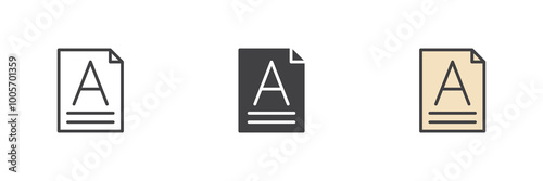 Free Download Letter A on a paper different style icon set - GFXLoad