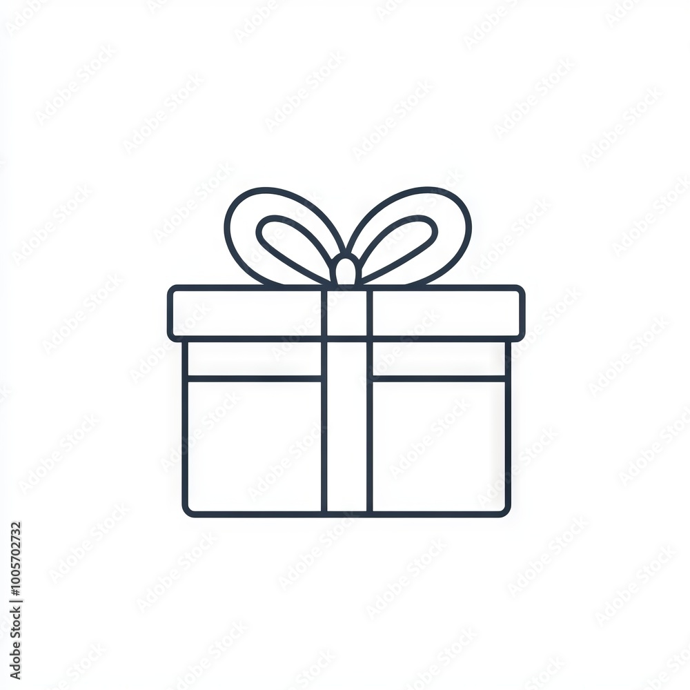 Minimalistic outline of a gift box with a ribbon. Minimalistic outline of a gift box with a ribbon.