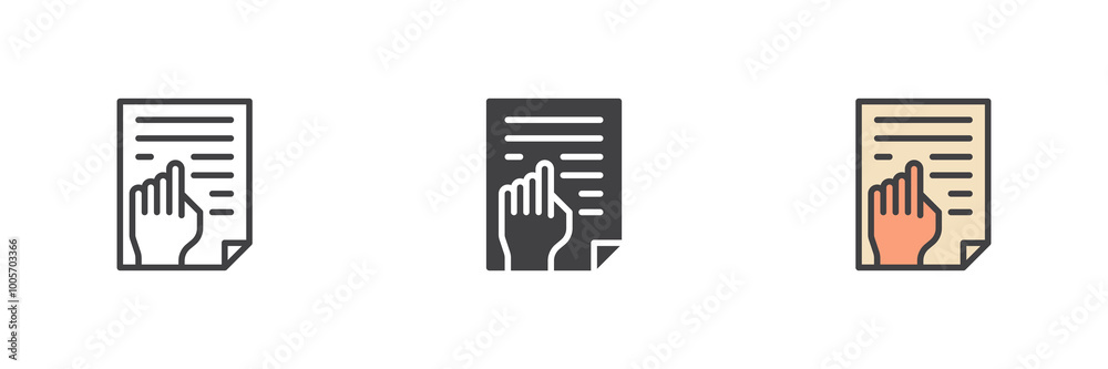 Reading text different style icon set Reading text different style icon set