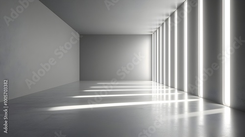 Minimalist Futuristic Empty Room with Glowing Edges Creating Clean Modern Environment