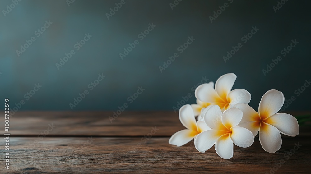 Delicate White Flowers on Wooden Surface Delicate White Flowers on Wooden Surface