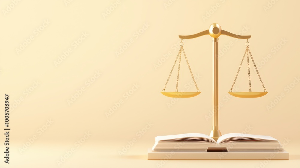 A golden balance scale rests atop a law book on a soft yellow background, symbolizing justice and legal principles. A golden balance scale rests atop a law book on a soft yellow background, symbolizing justice and legal principles.