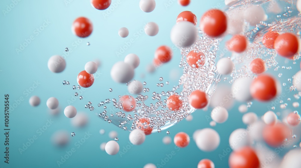 A visually engaging visualization depicting the process of molecular diffusion, showcasing the movement of molecules from areas of high concentration to areas of low concentration.