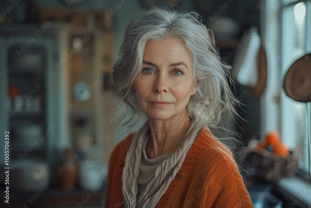 Senior Woman using Vacuum Cleaner Indoors