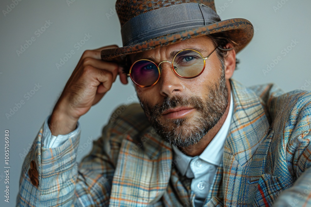 Eccentric Gentleman on Red Background Eccentric Gentleman on Red Background