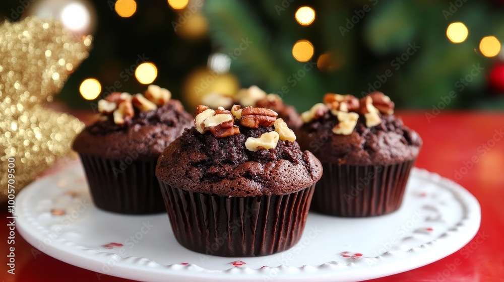 Chocolate-nut Christmas muffins