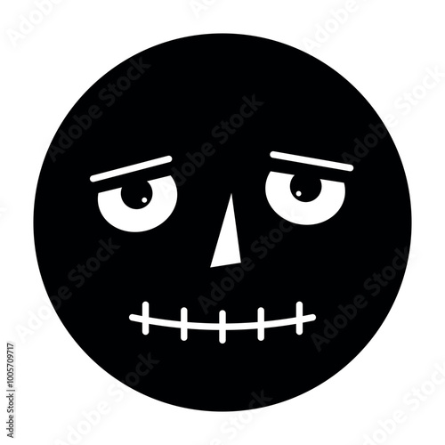 Black and white depressive sad emoji. Depression sadness discontent dissatisfaction horror fear