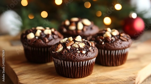 Chocolate-nut Christmas muffins