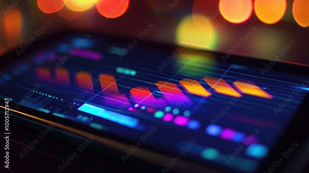 Obraz premium Colorful Data Visualization on a Digital Screen