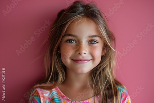 Optimistic Girl With Straight Hairdo